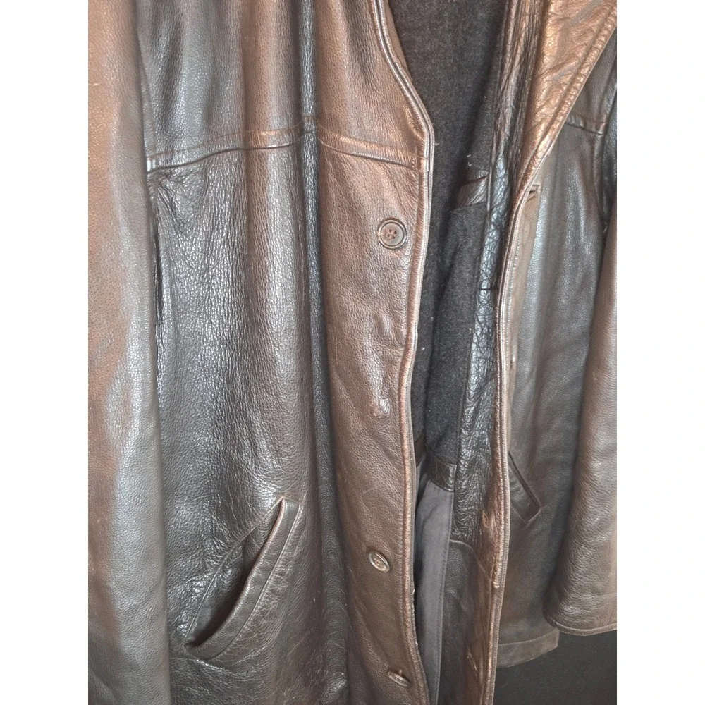 J Crew Vintage Mens Brown Leather Button Front Lined Jacket Size‎ L
